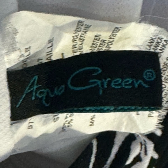 Aqua Green black and‎ white tropical palm tree tankini bathing suit top sz small - Picture 5 of 10